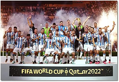 Световното първенство по футбол през 2022 Аржентина Шампиони Плакат Платно Стена Книги За Изкуството за Момче Спалня Клас Офис Фитнес Зала, Без Рамка, 12*18 инча