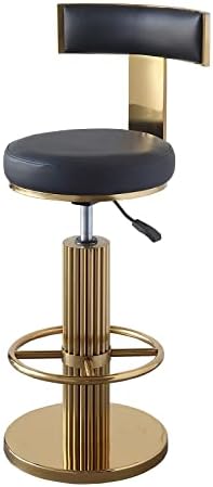 Въртящи се предни Бар столове FUNROLUX с облегалка, Модерен Столче за рафтове с Регулируема височина, с Метални Крака и удобна възглавница, Черно и Златни Бар стол за ку