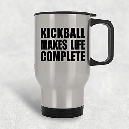 Designsify Kickball Изпълва с живот, Сребърен Пътна Чаша 14 грама, на Чаша от неръждаема Стомана С Изолация, Подаръци