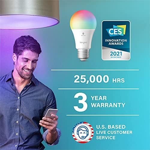 Led лампа Sengled Smart Bluetooth Мрежа LED (A19), многоцветен, работи с Echo и Алекса, което е равно на 60 W, 800ЛМ, незабавно сдвояване, не изисква свързване към хъб или облак, комплект от