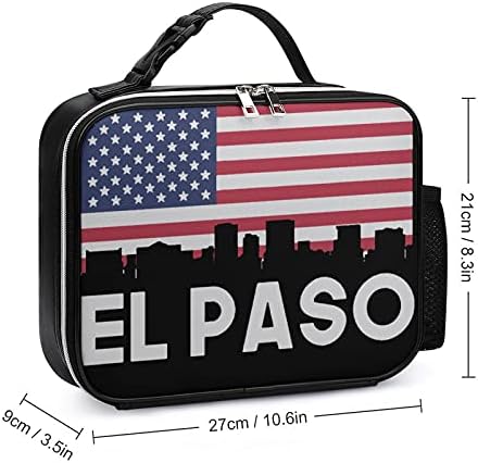 FunnyStar Ел Пасо, Тексас, Американски Флаг, Чанта За Обяд, Подвижна Кожена Пътна Чанта-Тоут За Учебната Работа, За Деца И Възрастни