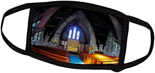 3D Реалистична картина на Джозеф Фокста - Англиколд-рок-църквата Св. Павел в Нова Зеландия Вътре с Прекрасни витражными прозорци - Маска за лице (fm_49553_3)