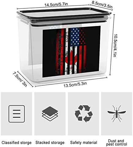 Американски, Канадски Флаг Пластмасова Кутия За Съхранение на Хранителни Контейнери За Съхранение с Капак Ориз Банка Строга Кофа за Организиране на Кухня