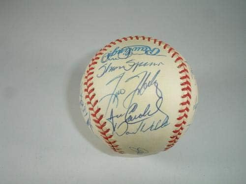 Екипът на шампиони ЯНКИС 1998 година Подписа Официален договор с AL Baseball 27 sigs - no Jeter - Бейзболни топки с автографи
