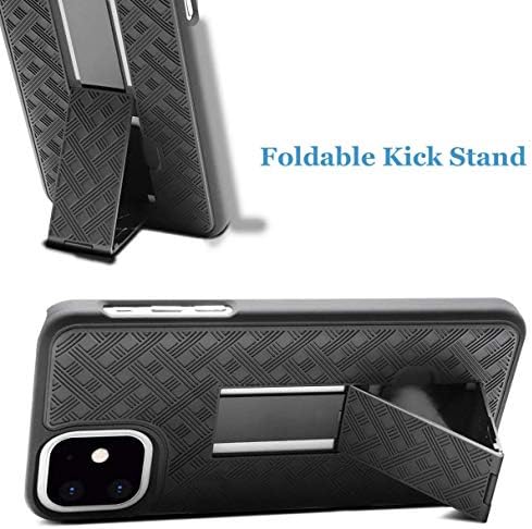 Чанта-Кобур с клип за колан, който е Съвместим с T-Mobile за iPhone 11 - Завъртане на капачката, Поставка за крака Armor