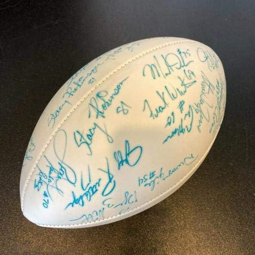 1989 Отборът на Ню Йорк Джайентс Подписа договор с Auto Football 40 Sigs Лорънс Тейлър JSA COA - Футболни топки с автографи