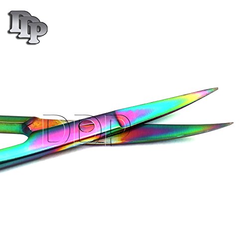 DDP Комплект от 5 Цветни Титанови ножица Rainbow Кели от извити Неръждаема Стомана 6,25 инча