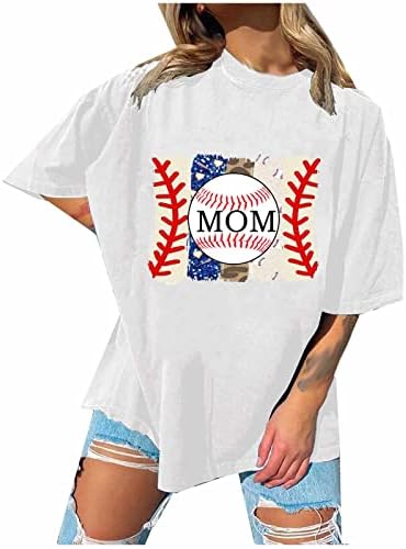 Тениски Оверсайз за Жени, Бейзболна Риза за Мама, Тениски за Деня на Майката, Блуза Свободно Намаляване с Ниски Рамо,