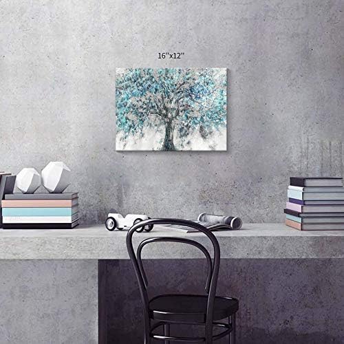 Абстрактно Дърво Платно Стенно Изкуство: Синя Живопис Графично Изкуство Печат на Изображения върху Платно Малък Размер,