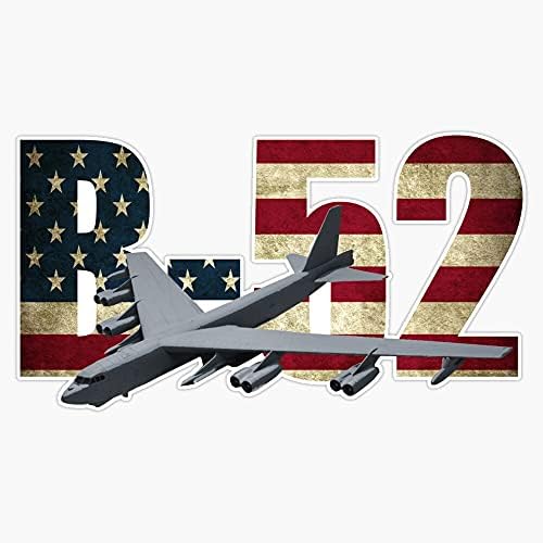 HOF Търговия Самолет-бомбардировач B-52 Stratofortress с Флага на сащ, Vinyl Стикер, Водоустойчив Стикер за стена, лаптоп,