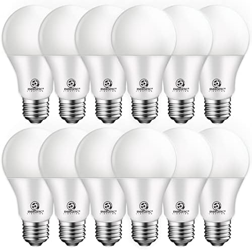 Led Лампи E ENERGETIC LIGHTING С регулируема яркост, еквивалент на 60 W Дневна светлина 5000 До 8,5 W 800 Лумена, Led лампа E26 с регулируема яркост от 60 Вата е в списъка на UL, 12 опаковки