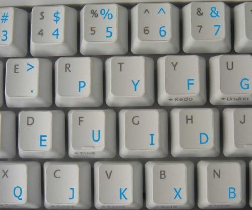 4Keyboard Dvorak Опростена Подредба на Надписите върху клавиатурата със Сини Букви На Прозрачен Фон за настолни компютри, лаптопи и тетрадки книги