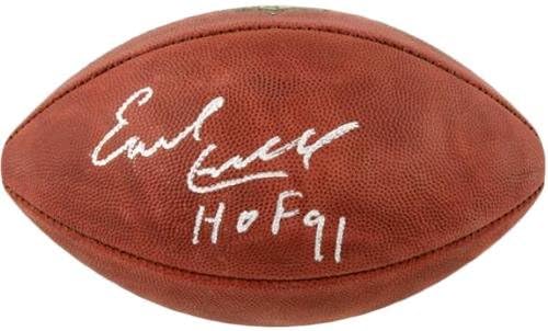 Футболна топка Эрла Кембъл Хюстън Ойлърс с автограф на Дюк и надпис HOF 91 - Футболни топки с автографи