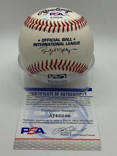 Орландо Хъдсън Подписа Автограф Официален представител на Международната лига бейзбол PSA DNA - Бейзболни топки С Автографи