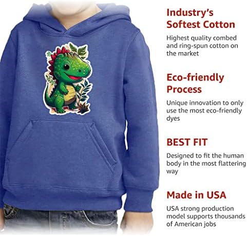 Забавен Пуловер с Динозавром за Деца, Hoody с качулка - Забавен Дизайн, Hoody с качулка Отвътре - Графична Hoody за деца