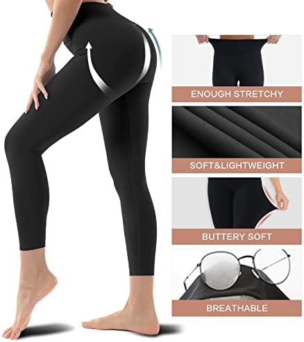 Дамски Гамаши с висока талия Blisset, 3 опаковки, Меки Спортни Панталони за контрол на корема, за практикуване на Йога,
