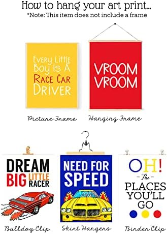 Dream Big Little Racer - Артистичен Дизайн с Принтом, Стенен Декор за Дома Спални, Детска, Комплект гуми - Ярък Състезателни