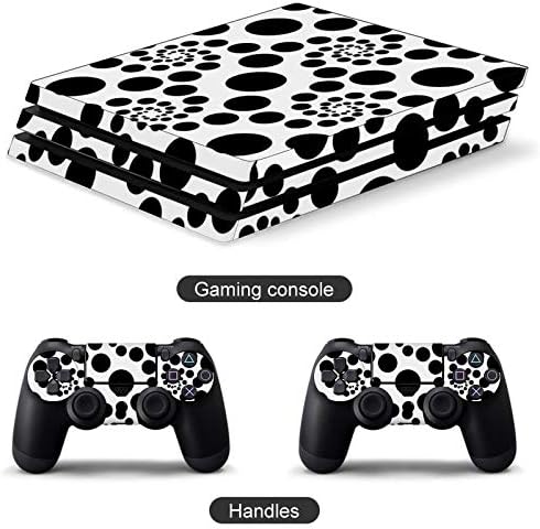 GTYUI Black White Dots Скинове за контролер PS4-Стикер от PVC на цялото тяло, стикер-стикер за капак на контролера PS4-Изискана матова текстура, лечебното докосване до голому мета