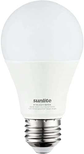 Стандартна крушка Sunlite 41785-СУ LED A19, 11 W (еквивалент на 75 W), На 1100 Лумена, Средна база (E26), с регулируема яркост е в списъка на UL, Energy Star, Топъл бял 2700 До 12 броя