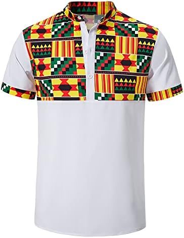 WENKOMG1 Мъжка Тениска с африканските принтом, Пролетно-Летни Блузи, Външни дрехи Ризи с Къс ръкав, Свободни Спортни