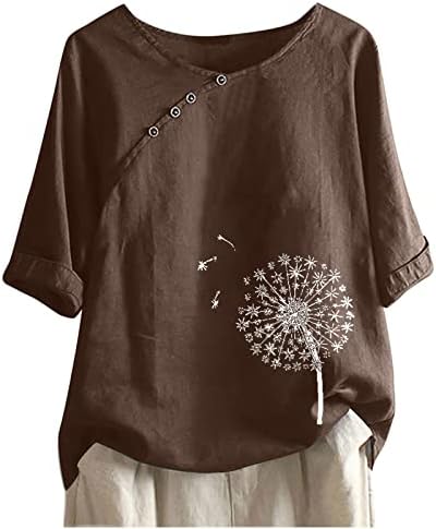 Блуза на Бретелях, Риза за дами, Есента-Лято 2023, Бельо Памучен Тениска с Кръгло Деколте, Графична Нарисувано Тънка