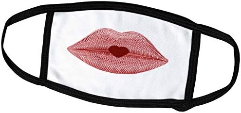 3D Роза Ан Мари Baugh - Устни - Красиви Розови устни с ефект на Метал и Червено сърце в Центъра - Маска за лице (fm_222519_2)
