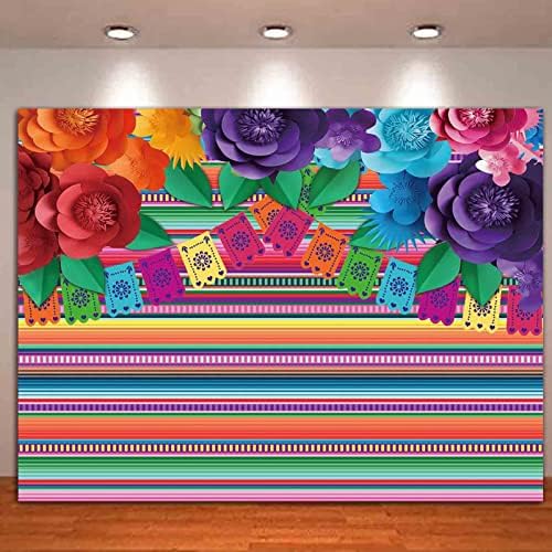 Плат Мексиканска Фиеста Цветни Ивици Хартия Цвете Снимка На Фона На Синко Де Майо Парти Сватбен Декор На Снимките Фонове,