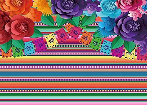 9x6 фута Мексиканска Фиеста Цветни Ивици Хартия Цвете Снимка Фон Плат Синко Де Майо Вечерни Сватбен Декор Снимки Декори