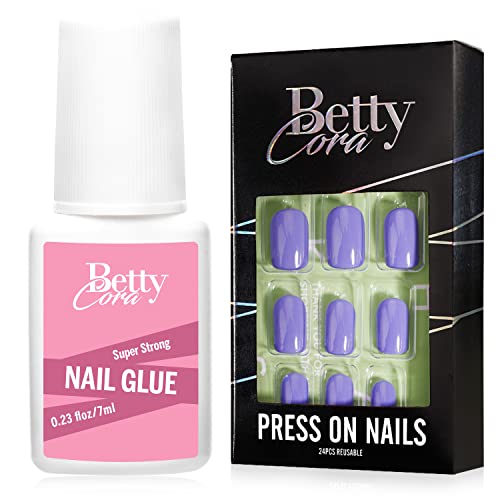 BettyCora Нанесете върху ноктите силна четка за лепило за нокти, 24 бр, синьо-лилаво гел за нокти