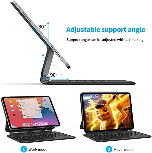 HAODEE Smart Магията за iPad Keyboard Pro 11 12,9 2020 2021 2018 4 Air Air 5 10,9 2022 Калъф-клавиатура (Цвят: бял, размер: Pro 12,9)