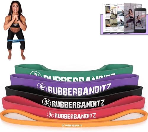 Гумени бандажи за особено на дебелото свещеници Rubberbanditz - тренировка за задните части и краката - Включва eGuide за жени - Мини-бандаж за упражнения с вериги поддържаме