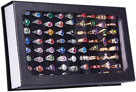Органайзер За съхранение на Огърлици, Висококачествена кутия за пръстени със 72 Слота, Кадифе Витрина За Бижута Кутия