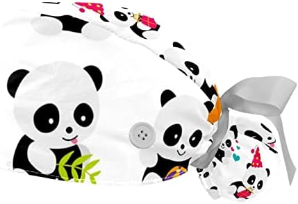 Регулируеми Търкане-Начесы, 2 Опаковки, Работна Шапчица Pandas, Калъф за Коса с Завязкой във формата на Конска Опашка,