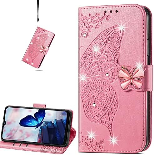 CCSmall за Samsung Galaxy A13 4G (не 5G) Чанта-портфейл, изкуствена Кожа с 3D пеперуда и цвете с Отделения за кредитни