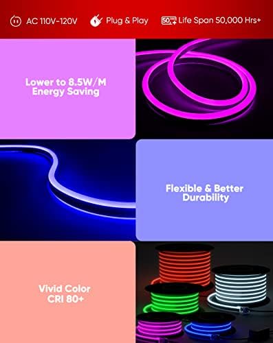 Комплект Decor Shine се състои от 6 опаковки, алуминиево канална пътеки с комплект led RGB-неонови въжени фенери с дължина 5 Метра / 16,4 фута