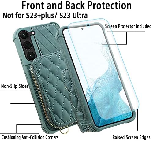 Чанта-портфейл MONASAY с цип за Galaxy S23, 6,1 инча [Заключване на RFID], флип-надолу Кожена Чанта, Калъф за телефон
