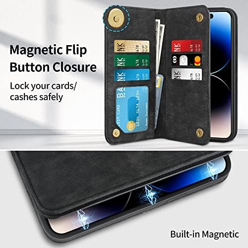 Калъф Coolden Magnetic е Предназначена за iPhone 14 Pro е Съвместима с поддръжка на MagSafe, една чанта-портфейл с безжично
