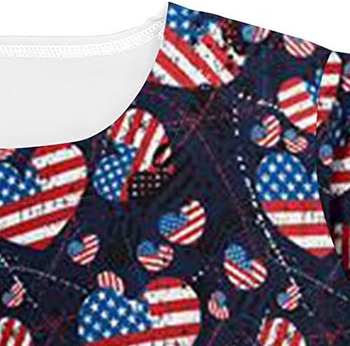 На 4 юли, Женска Тениска с Американския Флаг, Летни Тениски с Къс ръкав и V-образно деколте, 2 Джоба, Блузи, Празнична Ежедневни работни Дрехи