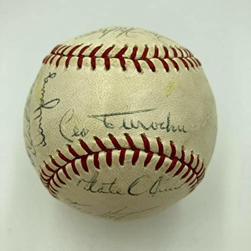 1969 Бейзбол екип на Чикаго Къбс Подписа Договор с Ърни Бэнксом, Рон Санто Лео Дюрочером, JSA - Бейзболни топки с автографи