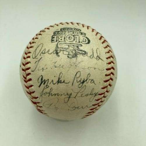 Ница 1943 Бостън Ред Сокс Подписа бейзболен отбор Тед Уилямс и Ела Симмонса JSA COA - Бейзболни топки с автографи