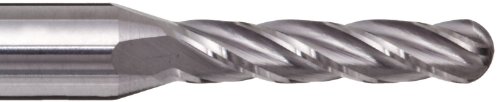 Торцевая fresa Melin Tool CCMG-M-M-B с твердосплавным шарообразным край, Metric, с монослойным покритие AlTiN, Спирала 30 градуса, 4 Канала, с обща дължина 38 мм, диаметър на рязане 2,5 мм,