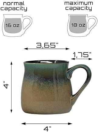 Голяма керамична кафеена чаша ECODECO 16 грама - керамична чаша с голяма дръжка - 1 бр. (от синьо до кафяво)