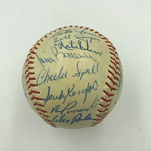 Чудесна бейзболна отбор Лос Анджелис Доджърс 1964 г., Подписа договор със Санди Куфаксом JSA COA - Бейзболни топки с