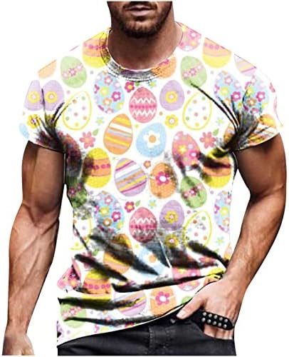 Честит Великден Ризи за Мъже Ежедневните Свободни Забавни Яйца Графични Тениски Топ С Къс Ръкав през Цялата Силует Блузи