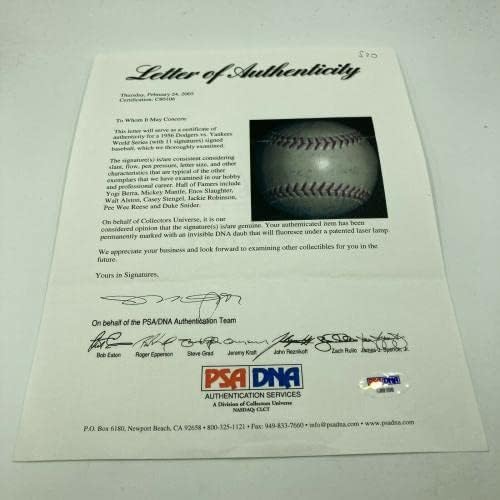 Джаки Робинсън и Мики Мэнтл подписаха Използвани бейзболни топки на Световната серия от 1956 г. PSA - MLB С автограф на Използваните бейзболни топки