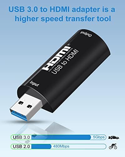 Адаптер NEWCARE USB-HDMI, Конвертор USB 3.0-HDMI адаптер USB 3.0 / 2.0-HDMI 1080P 60Hz, съвместим с Windows 7/10/1607 или по-висока, Android 5.1 или по-висока, Mac OS (PC) 10.14 или по-висока