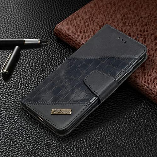 Калъф Aroepurt BLU S91 Pro, който е съвместим за BLU S91 Pro, калъф за телефон, флип-надолу делото-поставка, изработена чанта-портфейл, черен